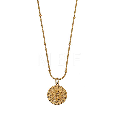 Bohemian 304 Stainless Steel Embossed Flower Pendant Necklaces for Women WG2EB36-01-1