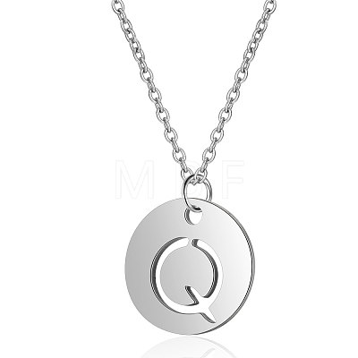 201 Stainless Steel Initial Pendants Necklaces NJEW-S069-TN507-Q-1