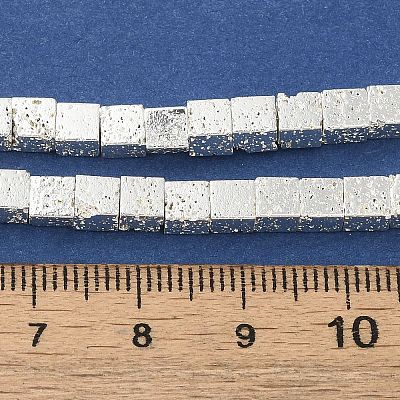 Electroplated Natural Lava Rock Beads Strands G-L606-E02-01F-1