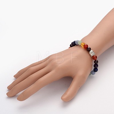Buddhist Gemstone Beaded Stretch Bracelets BJEW-JB01874-1