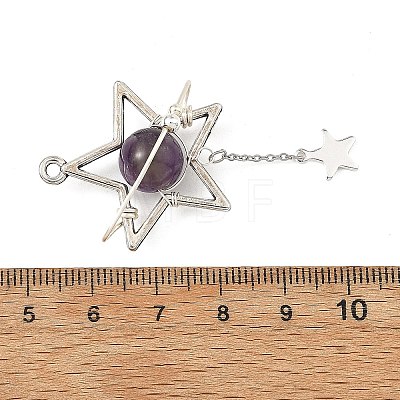 Natural Amethyst Pendants PALLOY-TA00444-03-1