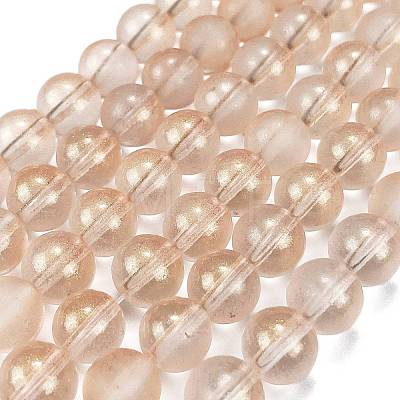 Frosted Transparent Glass Bead Strands GLAA-P065-8mm-05-1