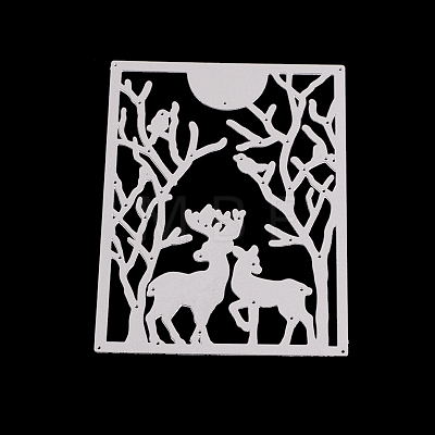 Rectangle with Christmas Reindeer/Stag Frame Carbon Steel Cutting Dies Stencils DIY-F032-02-1
