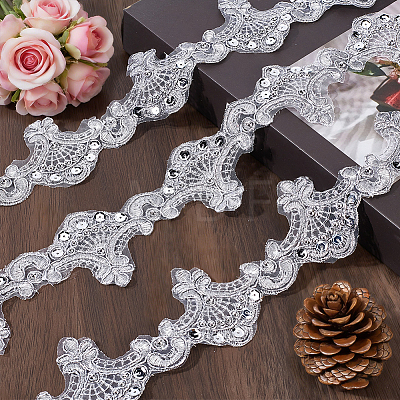 5Yards Polyester Flower Lace Ribbon OCOR-NB0002-82B-1