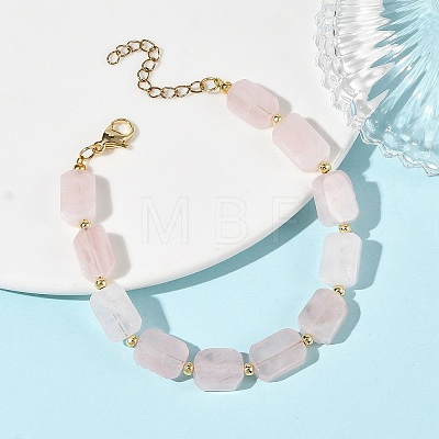 Natural Madagascar Rose Quartz Beaded Bracelets for Women BJEW-JB14156-03-1
