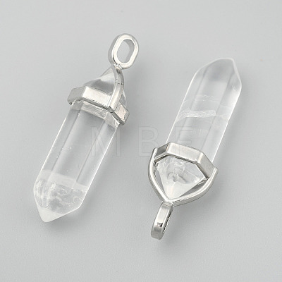 Natural Quartz Crystal Double Terminated Pointed Pendants X-G-F295-05P-1