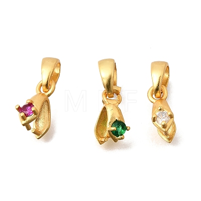 Brass Micro Pave Cubic Zirconia Ice Pick Pinch Bails KK-G600-24G-1