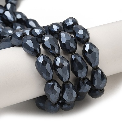 Electroplate Glass Beads Strands EGLA-E010-10x15mm-F03-1