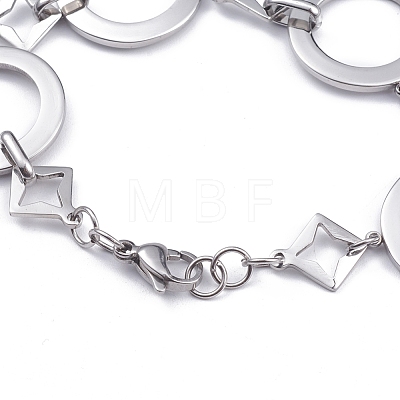 304 Stainless Steel Link Chain Bracelets BJEW-G582-63P-1