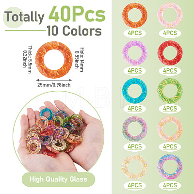 40Pcs 10 Colors Baking Paint and Golden Metal Enlaced Glass Beads DGLA-TA0001-65-1