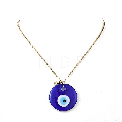 Handmade Lampwork Blue Evil Eye Pendant 304 Stainless Steel Satellite Chain Necklaces NJEW-JN06471-1