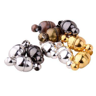   Mixed Color Oval Brass Magic Magnetic Clasps with Loops for Jewelry Making KK-PH0012-15-NF-1