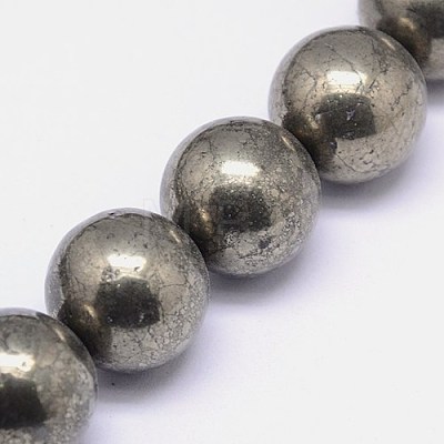 Natural Pyrite Beads Strands G-L031-18mm-01-1
