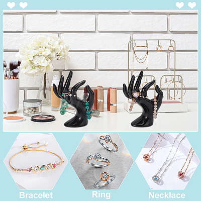 2Pcs Plastic Mannequin Hand Jewelry Display Holder Stands RDIS-UN0001-02B-1