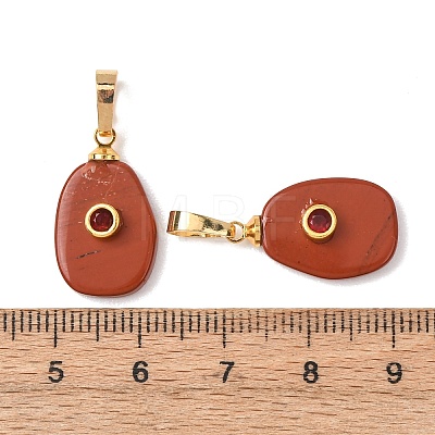 Natural Red Jasper Pendants G-P628-02G-01-1