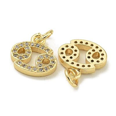 Rack Plating Brass Micro Pave Cubic Zirconia Pendants KK-K386-02J-G-1