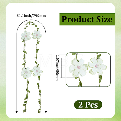 Flower Polyester with Iron wire Upper Arm Cuff Bangles for Women AJEW-GF0014-08B-1