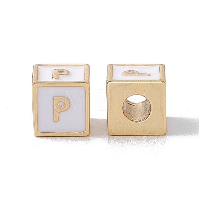 Rack Plating Brass Enamel Beads KK-B060-04G-04P-1