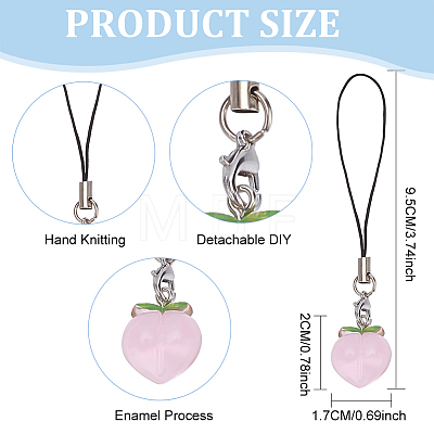 Resin Peaches Decoration Phone Charms Strap HJEW-PH01765-1