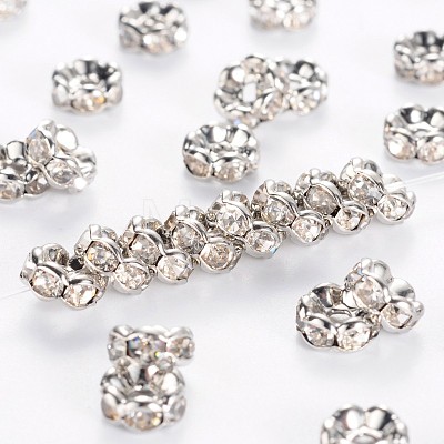 Brass Rhinestone Spacer Beads X-RB-A014-L6mm-01P-NF-1