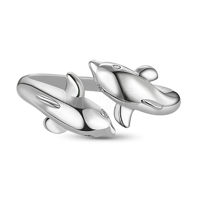 SHEGRACE Newest Vogue Design Dolphin 925 Sterling Silver Cuff Rings JR27A-1