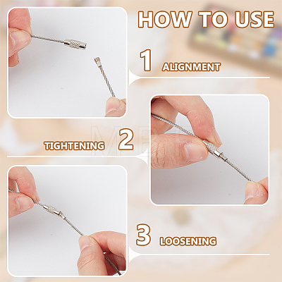 10Pcs Stainless Steel Cable Wire Keychains STAS-ME0003-35-1