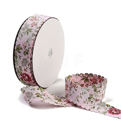 20 Yards Flower Printed Polyester Ribbon OCOR-Z005-03D-1