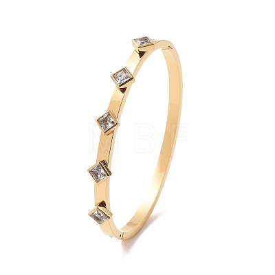 Ion Plating(IP) Cubic Zirconia Rhombus Hinged Bangle BJEW-C022-02B-G-1