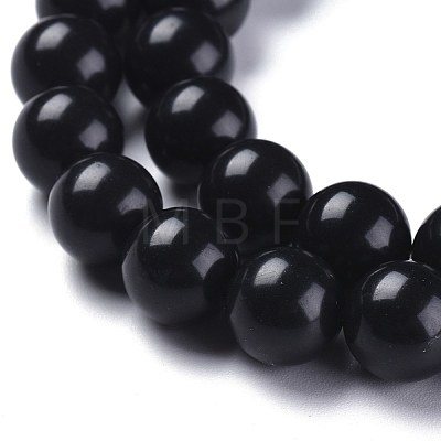Natural Black Stone Beads Strands G-I288-A02-6mm-1