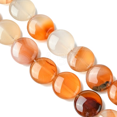 Flat Round Gemstone Natural Red Agate Stone Beads Strands G-S110-14mm-03-1