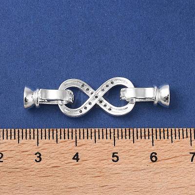 Rack Plating Brass Micro Pave Cubic Zirconia Fold Over Clasps KK-K377-12S-1