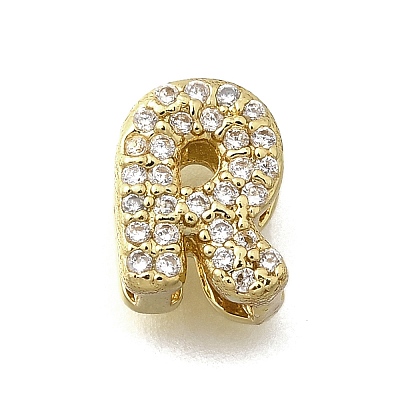 Brass Micro Pave Cubic Zirconia Letter Pendants KK-D295-32G-18-1