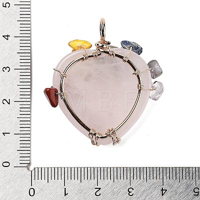 Natural Rose Quartz Heart Pendants G-K374-01A-1