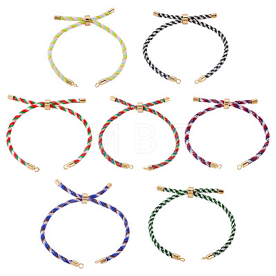 7Pcs Polyester Braided Round Cord Slider Bracelet Making MAK-TA0001-39B-1