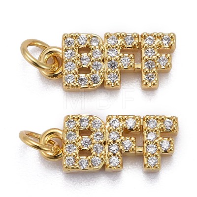 Brass Micro Pave Clear Cubic Zirconia Charms ZIRC-Z011-30G-1