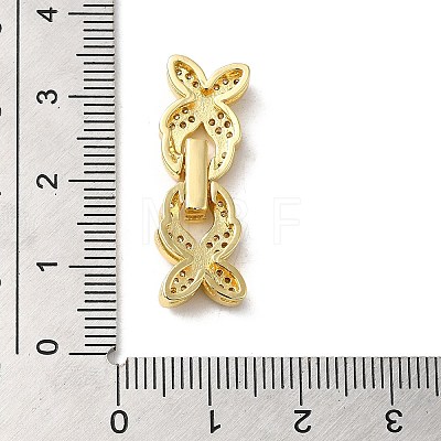 Rack Plating Brass Micro Pave Clear Cubic Zirconia Fold Over Clasps KK-E084-03G-1