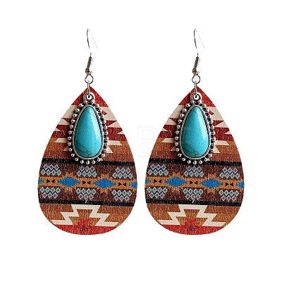 Alloy & Wood Dangle Earrings FS-WG96502-01-1