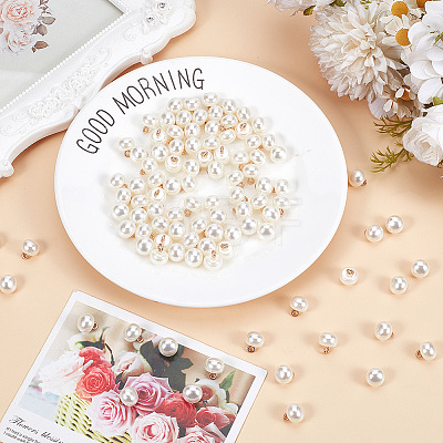 100Pcs Resin Imitation Pearl Buttons BUTT-CY0001-05-1