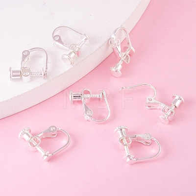 Brass Screw On Clip-on Earring Findings KK-L164-02S-1