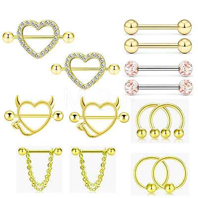 316L Surgical Stainless Steel Nipple Rings Set WGB1007-02-1