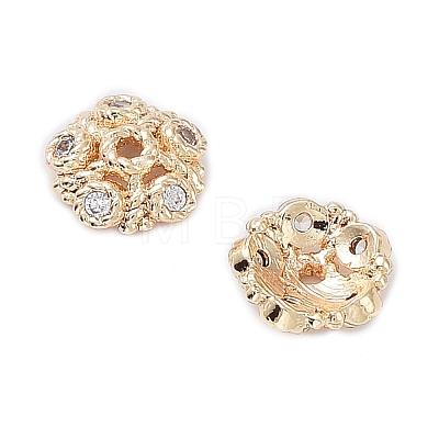 Rack Plating Brass Cubic Zirconia Bead Cap KK-A183-74G-1