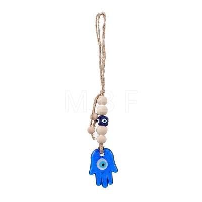 Handmade Blue Evil Eye Lampwork Pendant Decorations HJEW-JM02303-02-1