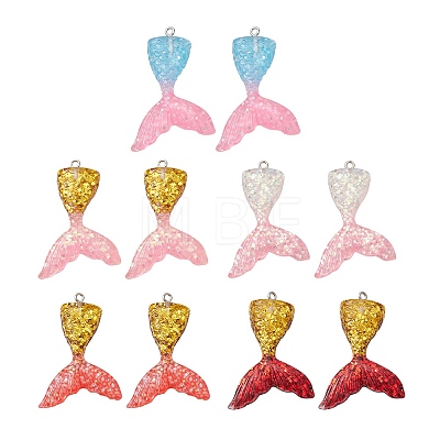 10Pcs 5 Colors Gradient Color Resin Pendants CRES-YW0001-21-1