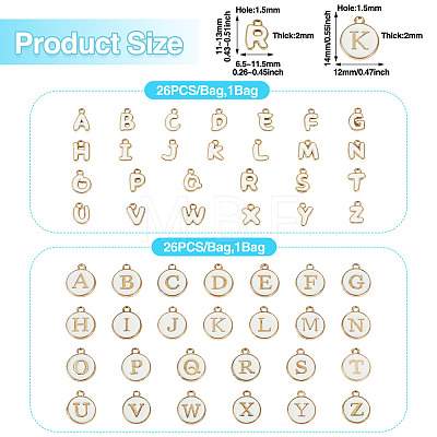 2Bags 2 Styles Initial Letter A~Z Alphabet Enamel Charms ENAM-TA0003-68-1