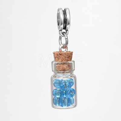 Glass Bottle with Glass Seed Beads European Dangle Charms PALLOY-JF00030-1