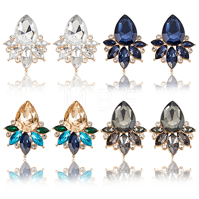 ANATTASOUL 4 Pairs 4 Colors Rhinestone Teardrop Stud Earrings EJEW-AN0002-28-1