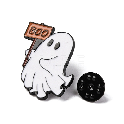 Halloween Ghost with BOO Sign Zinc Alloy Enamel Pin Brooches JEWB-Q044-02C-1