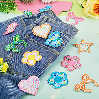 8 Bags 4 Colors  Polyester Embroider Self-adhesion Thread Iron on/Sew On Patches PATC-TA0001-51-1