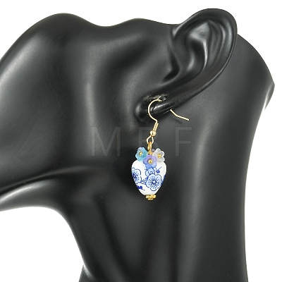 Handmade Porcelain & Acrylic Beads Dangle Earrings for Women EJEW-JE07329-02-1