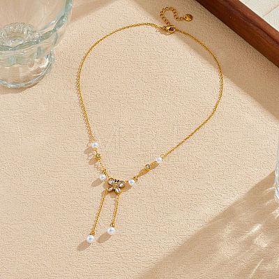 304 Stainless Steel Crystal Rhinestone Butterfly Pendant Necklaces for Women NJEW-P357-01G-1